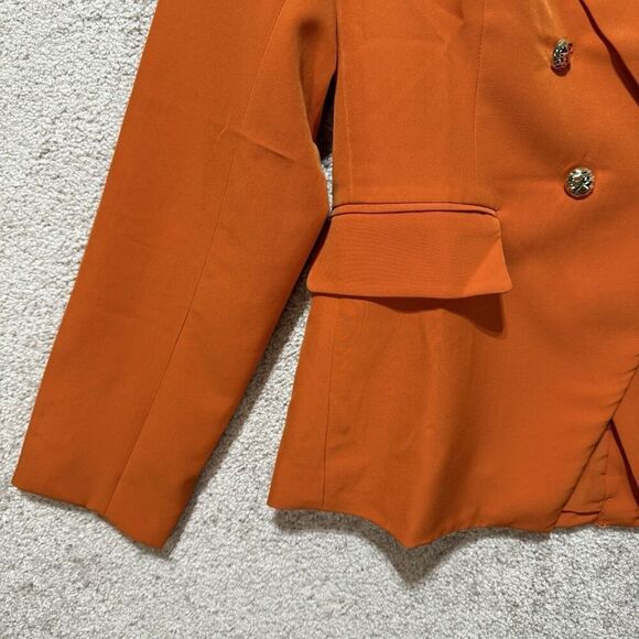 Sincerely Jules Orange Blazer Jacket NWT Women's L Double‎ Breasted Gold Buttons - Picture 3 of 11